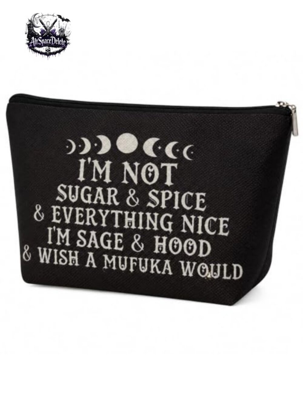 Gothic Witchy Makeup Bag Linen Cosmetic Pouch Zip Travel